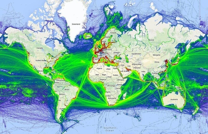 17. Мировая карта движения морских судов
