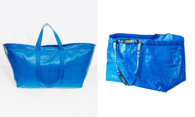 Слева сумка известного модного дома, которая стоит 2000 долларов, а справа сумка из ИКЕА