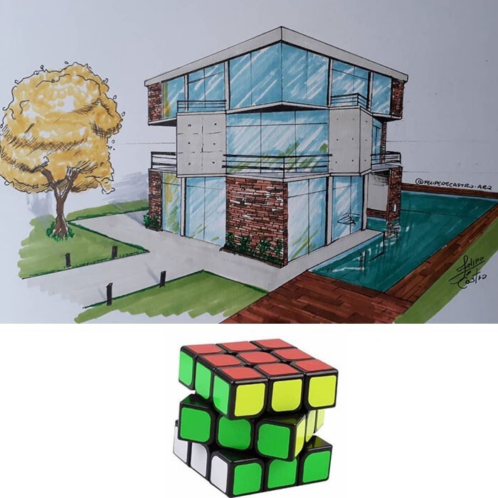 Архитектор рисует здания, вдохновляясь повседневными предметами