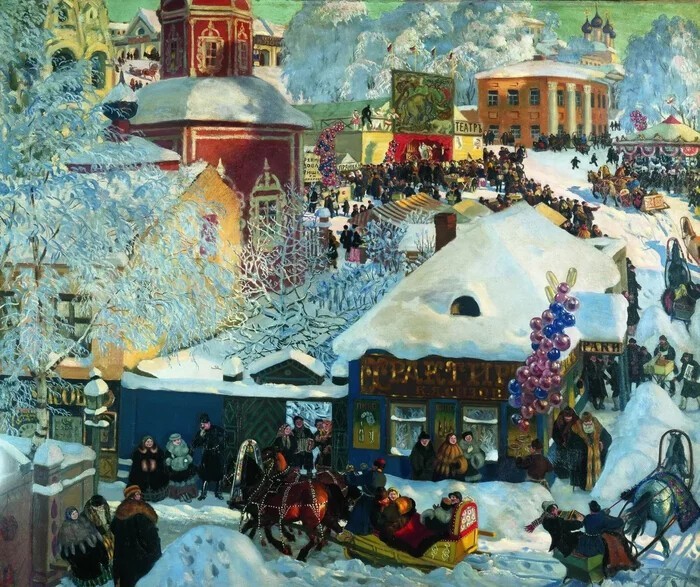 Борис Кустодиев – «Зима. Масленичное гулянье», 1919
