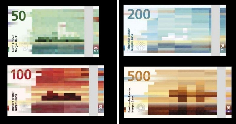 8. Норвежские кроны с пиксельными изображениями на одной стороне