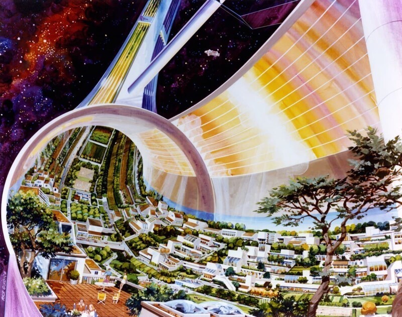 8. Как в 1970-х годах НАСА представляло космические колонии будущего