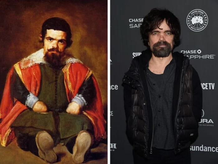 Слева: Диего Веласкес - "Себастьян де Морра", 1644. Справа: Питер Динклейдж в роли Тириона Ланнистера