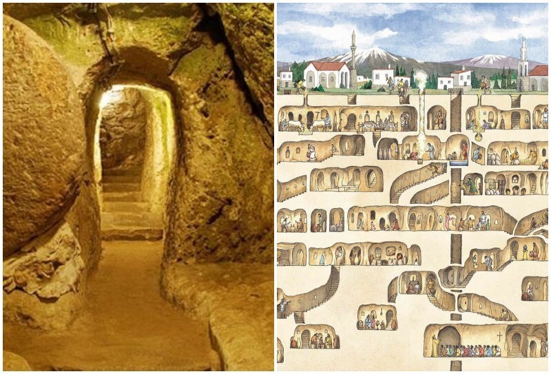 В 1963 году турок ремонтировал свой дом, и сбив стену в подвале, обнаружил туннель. Тот привел его к скрытому древнему подземному городу (Деринкую) - когда-то в городе проживало до 20 000 человек