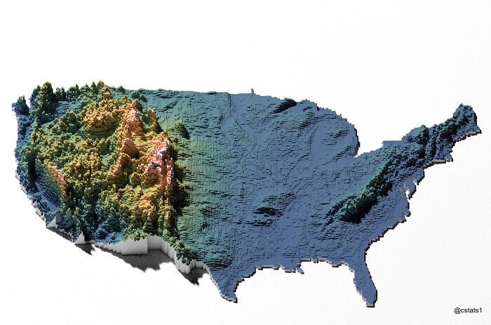Карта возвышенностей США