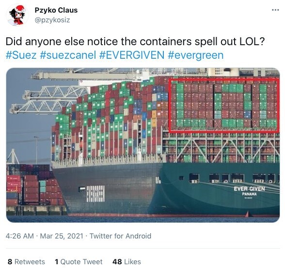 "Кто-то заметил, что контейнеры составили слово "ЛОЛ"?"
