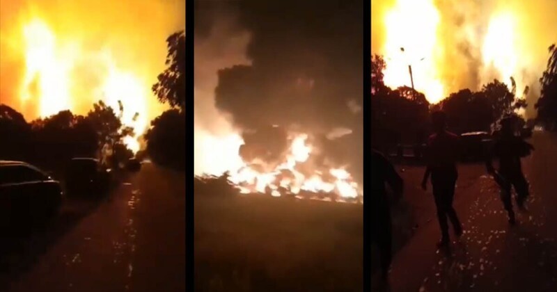 Адский пожар и взрыв на нефтеперерабатывающем заводе попали на видео