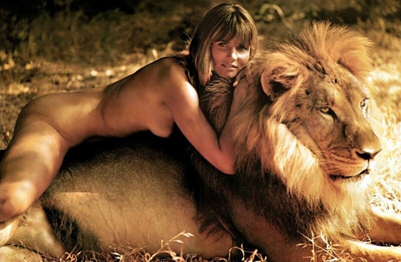 Сьюзан Бэклини из картины «Дама и лев», Пентхаус, январь 1973 г. фото Ральфа Нельсона.