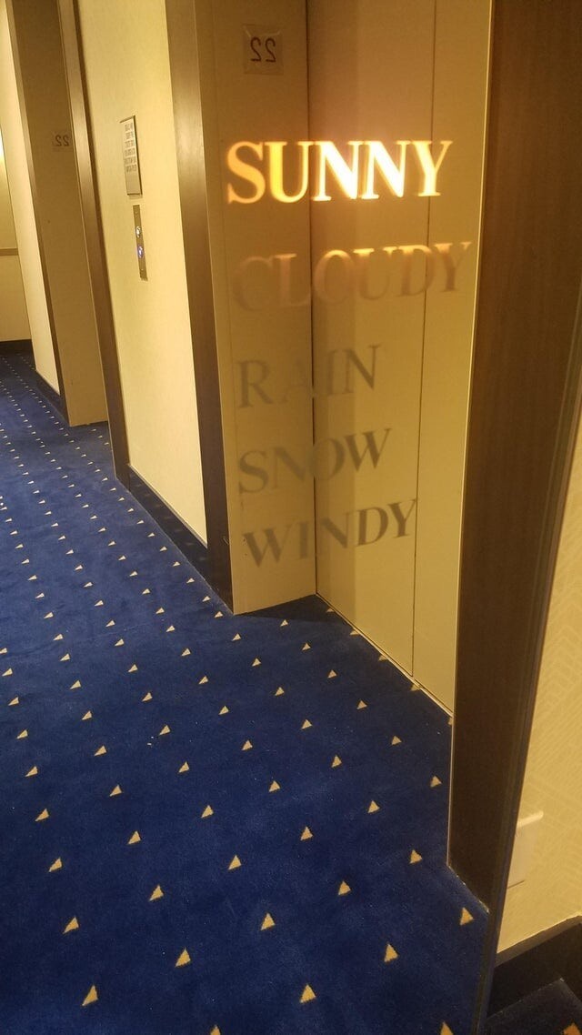 Зеркало в отеле показывает гостям текущие погодные условия