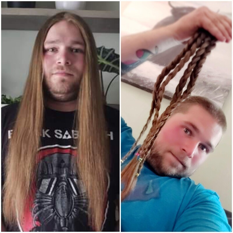 45. Мужчина до и после того, как пожертвовал свои волосы на парики для онкобольных детей