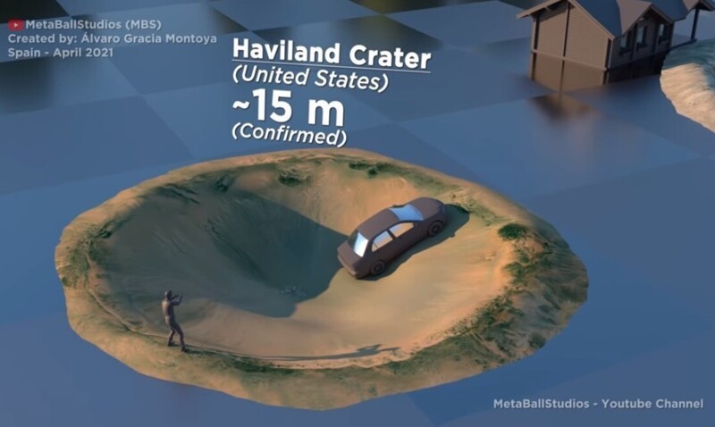Крупные кратеры в 3D-визуализации