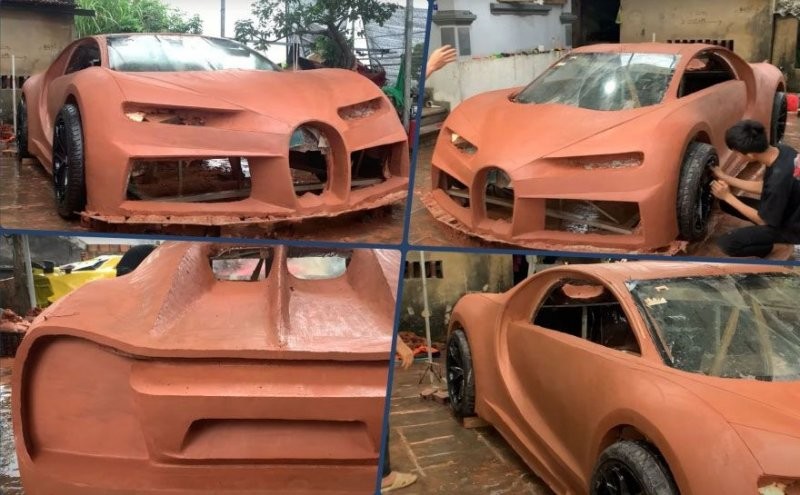 Фермеры из Вьетнама построили Bugatti Chiron своей мечты из глины