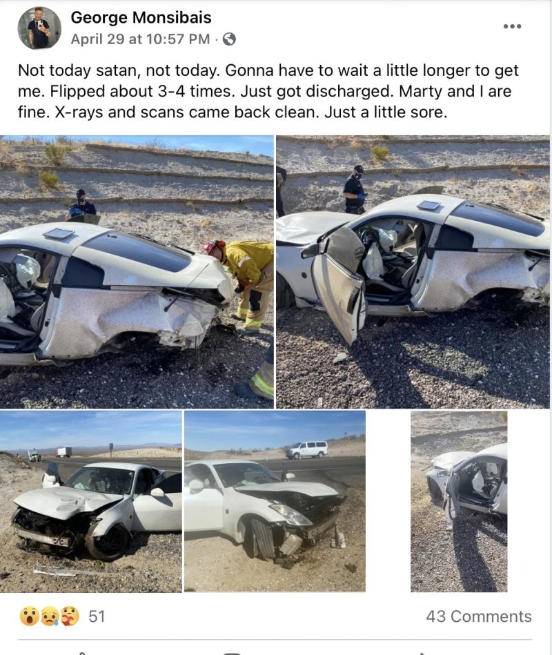 Аварийный пилотаж: водитель и пассажир выжили в этой ужасной аварии на Nissan 350Z