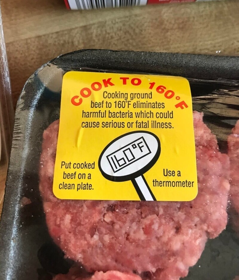 На упаковке указана точная температура при которой надо готовить гамбургеры и почему