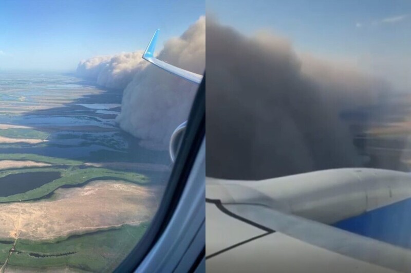 "Все, пробили эту фигню": пассажиры сняли на камеру приземление самолета в пыльную бурю