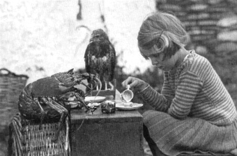 Чаепитие девочки с лобстером и ястребом, 1938 год.