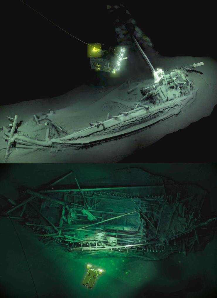 36. Самый древний в мире неповрежденный корабль, обнаруженный на глубине 2 километров в Черном море. Этот древнегреческий корабль затонул более 2400 лет назад