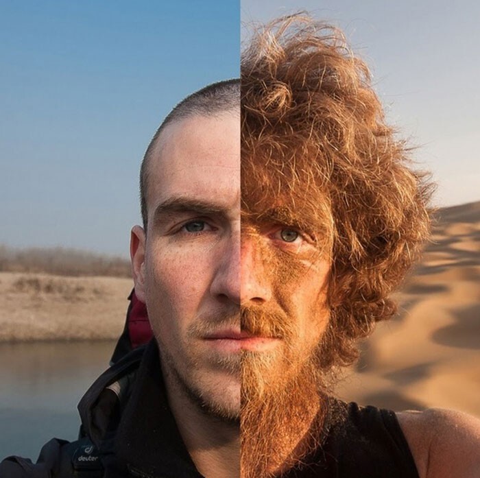 19. "До и после" человека, который год путешествовал пешком по Китаю