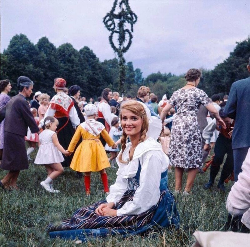 Празднование летнего солнцестояния, Стокгольм, Швеция, 1970-е