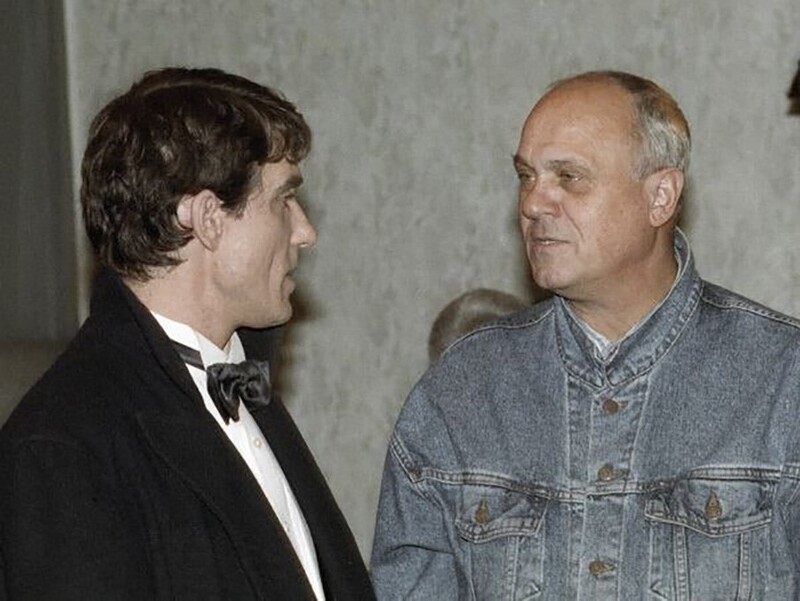 Владимир Меньшов и Валерий Гаркалин на съёмках фильма Ширли-Мырли, 1994 год
