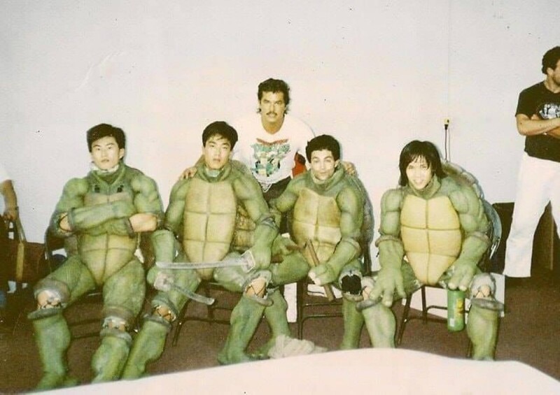 Команда каскадеров на съемках "Черепашки-ниндзя", 1989 год