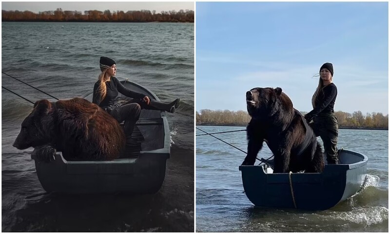 Девушка из Новосибирска порыбачила с медведем