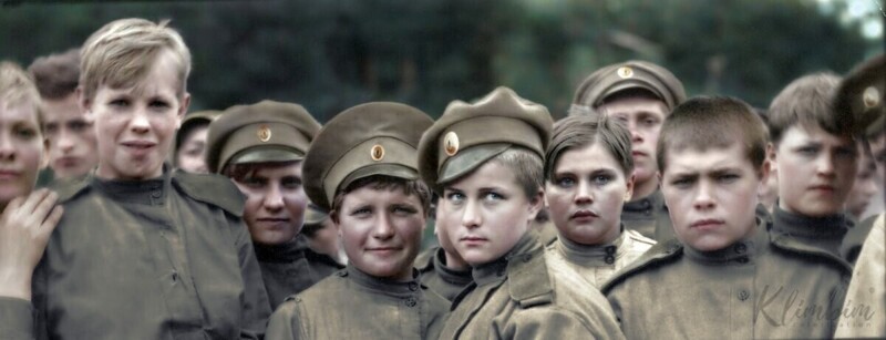 Цветные фотопортреты русских солдат и офицеров в Первую мировую войну