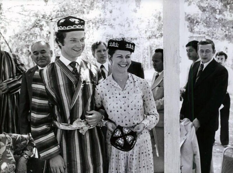 Король Швеции Карл XVI Густав и его жена Сильвия с визитом в колхозе "Ленинизм" под Ташкентом