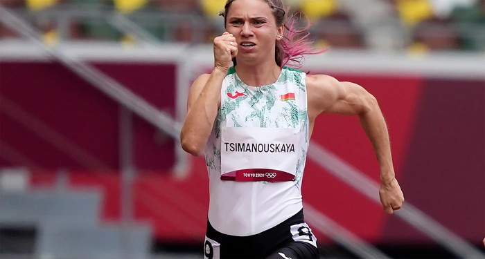 Кристина Цимановская из Беларуси бежит 100 м