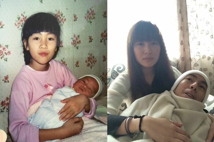 18. "Моя сестра и я, 1992 и 2014 годы"
