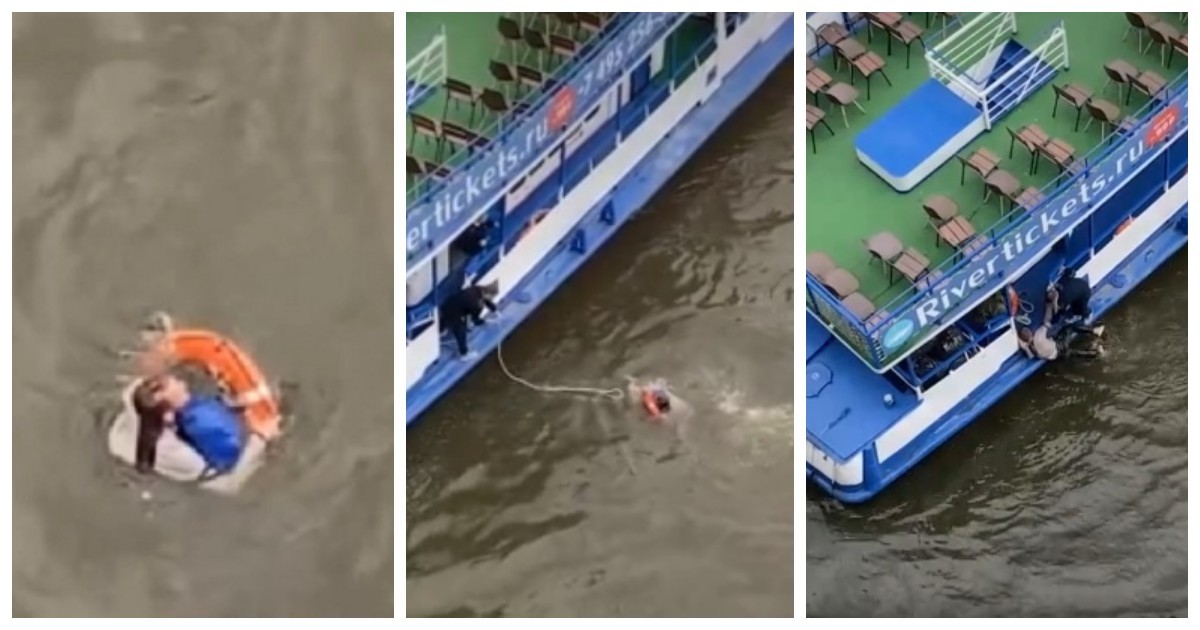 На Москве-реке с прогулочного теплохода заметили и спасли тонущего человека.