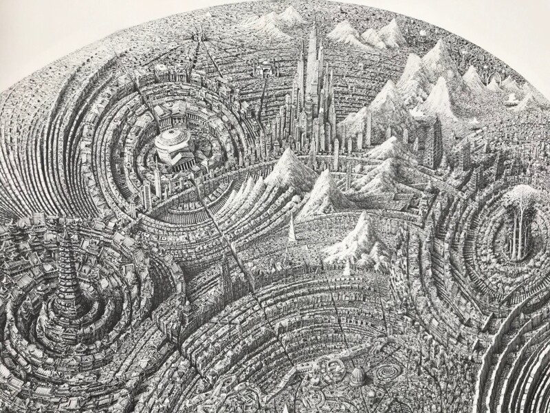 Художник рисует невероятно детальные мегаполисы обычной ручкой