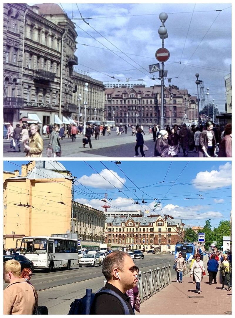 Площадь Ленина у Финляндского вокзала.
1976 и 2021 год.