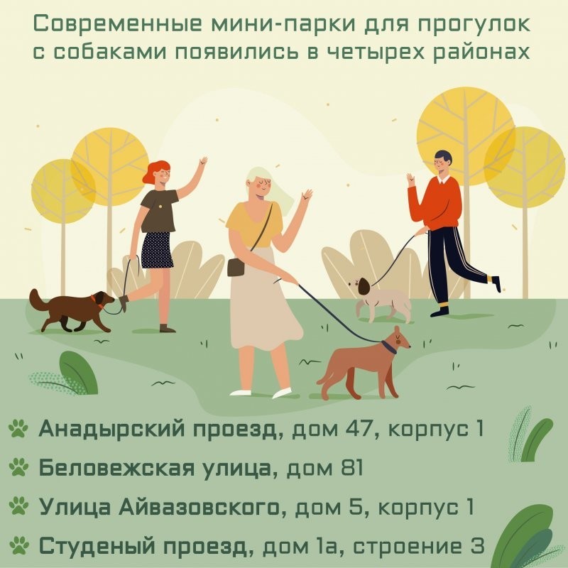 Современные мини-парки для прогулок с собаками появились в четырех районах Москвы