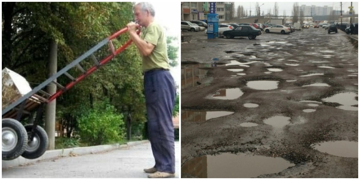 Чиновники запугали штрафами россиянина, который вот уже несколько лет сам ремонтирует дороги