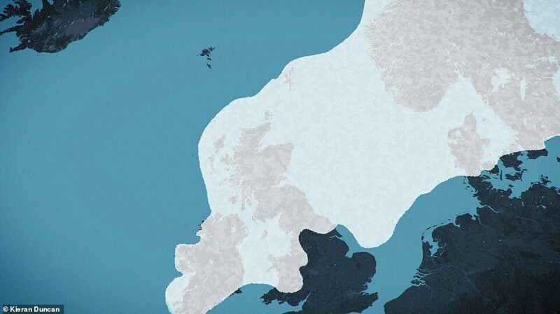 20 000 лет назад толстый слой льда (толщиной около километра) покрывал всю Шотландию, большую часть Северного моря и Скандинавию