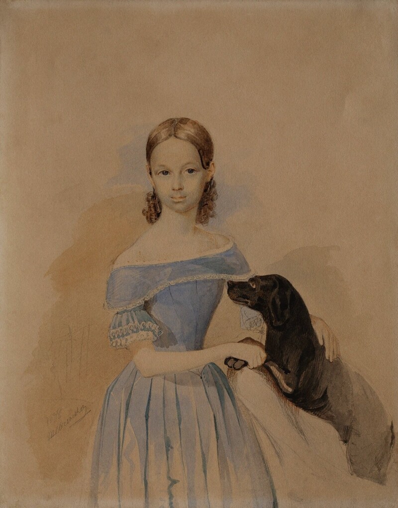 1838. Портрет девушки с собакой