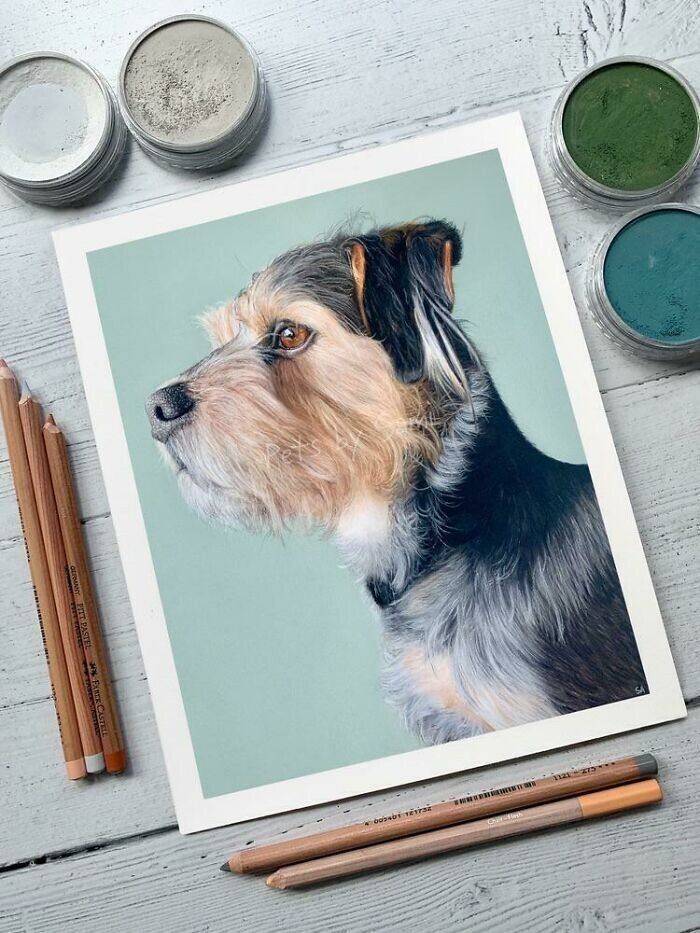 "Портрет моей собаки, выполненный пастелью"