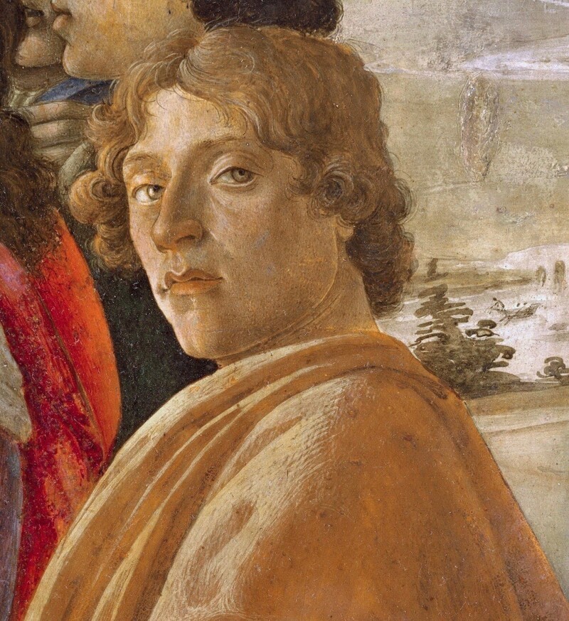 Автопортрет Сандро Боттичелли, фрагмент картины "Поклонение волхвов", 1476 г.