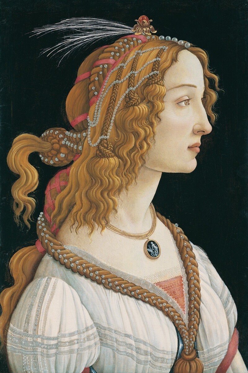 "Портрет молодой женщины" (портрет Симонетты Веспуччи в образе нимфы), 1480 г. 