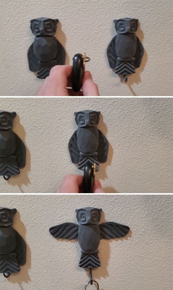 20. "Механические крючки для ключей в виде совы, которые я сам спроектировал и распечатал"