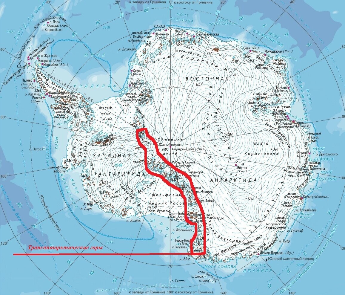 Долина Мак Мердо в Антарктиде на карте