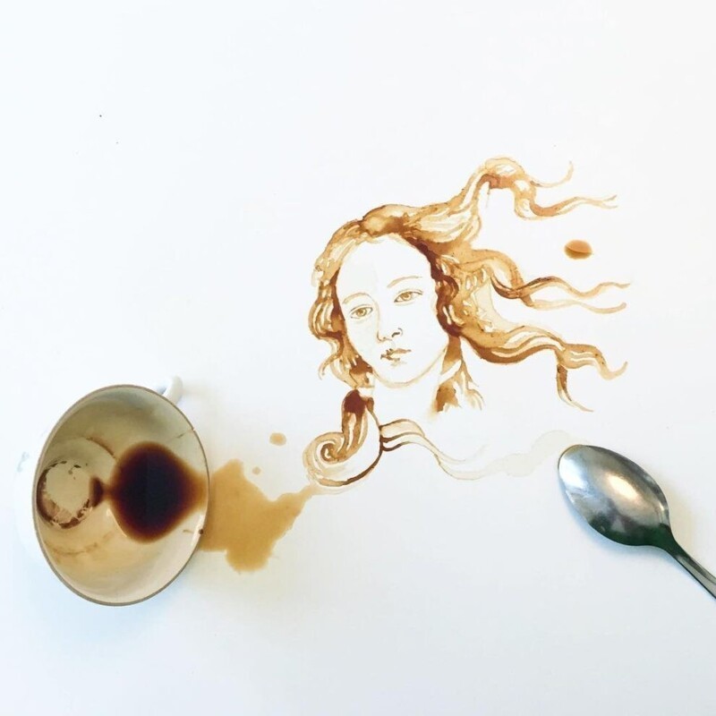 Итапльянская художница пишет кофейные картины