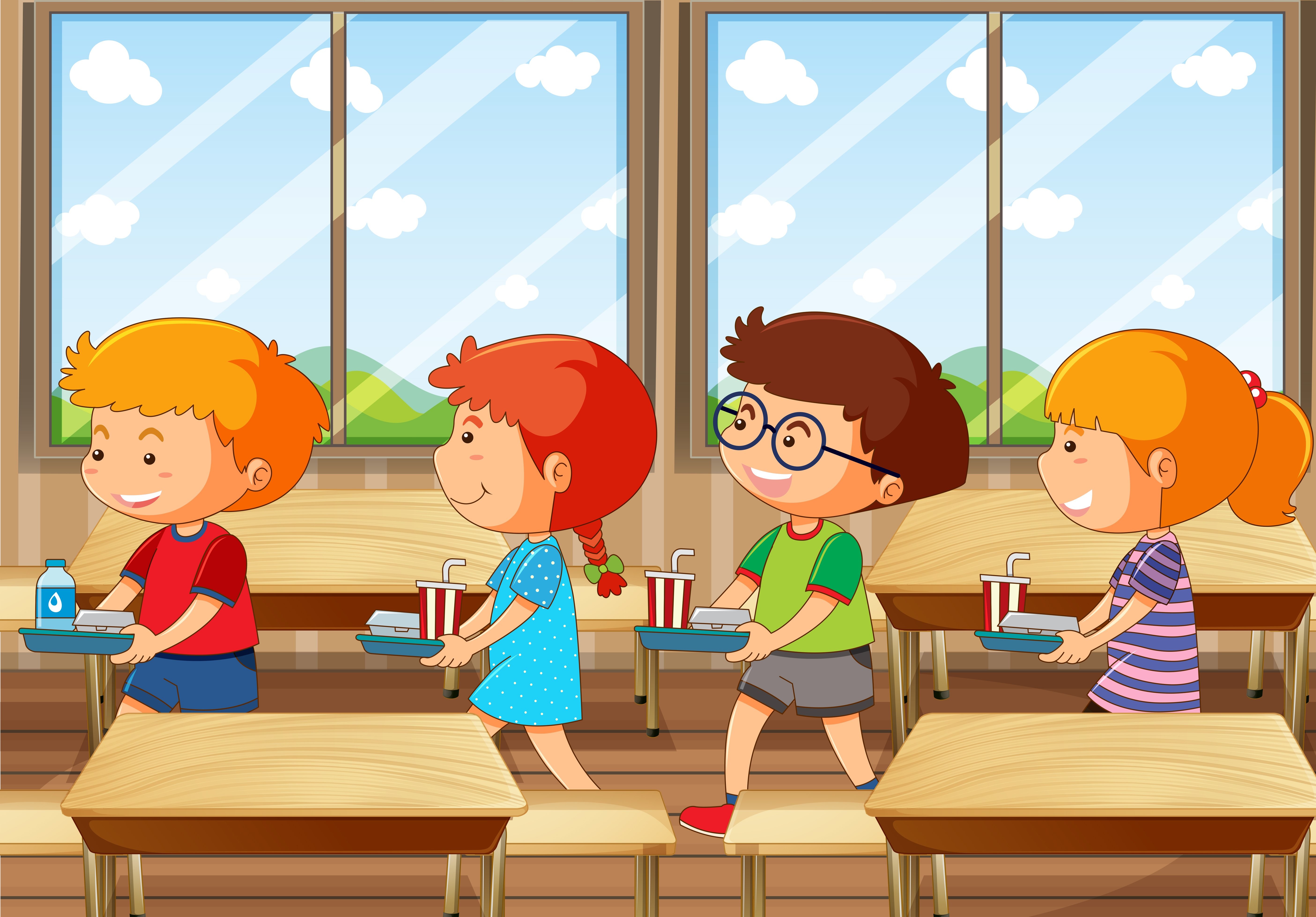 Дети в столовой иллюстрации