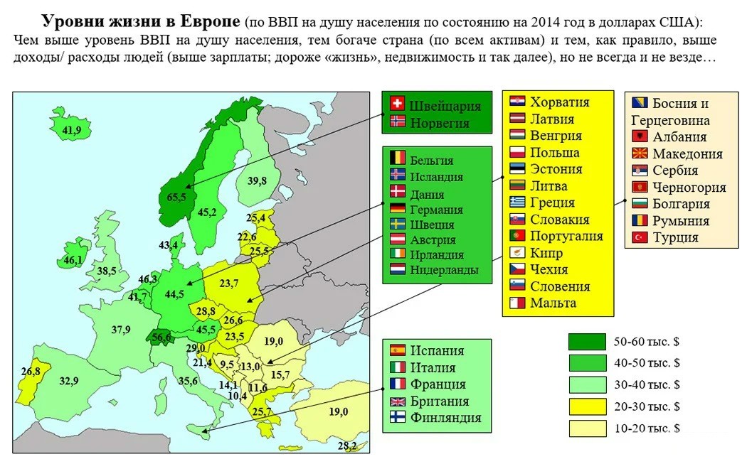 Карта европы с населением