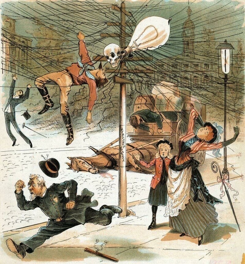 Фото №2 Плакат против электрификации, 1900 год.
