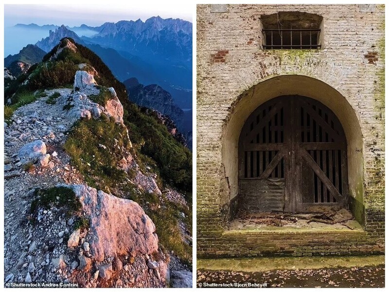 Слева - Монте-Пасубио, Трентино, Италия. Справа - форт Эдегем, Антверпен, Бельгия