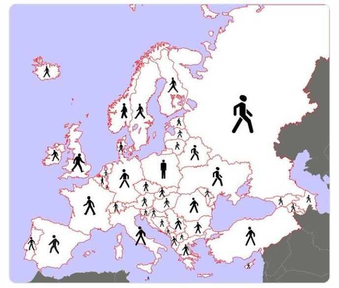 На значке "Пешеход" в странах Европы человечек двигается в разных направлениях. Но если присмотреться, станет ясно: в Польше никто никуда не идет, а остальные бегут от нее подальше