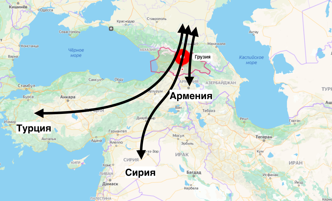 Карта турции грузии и россии