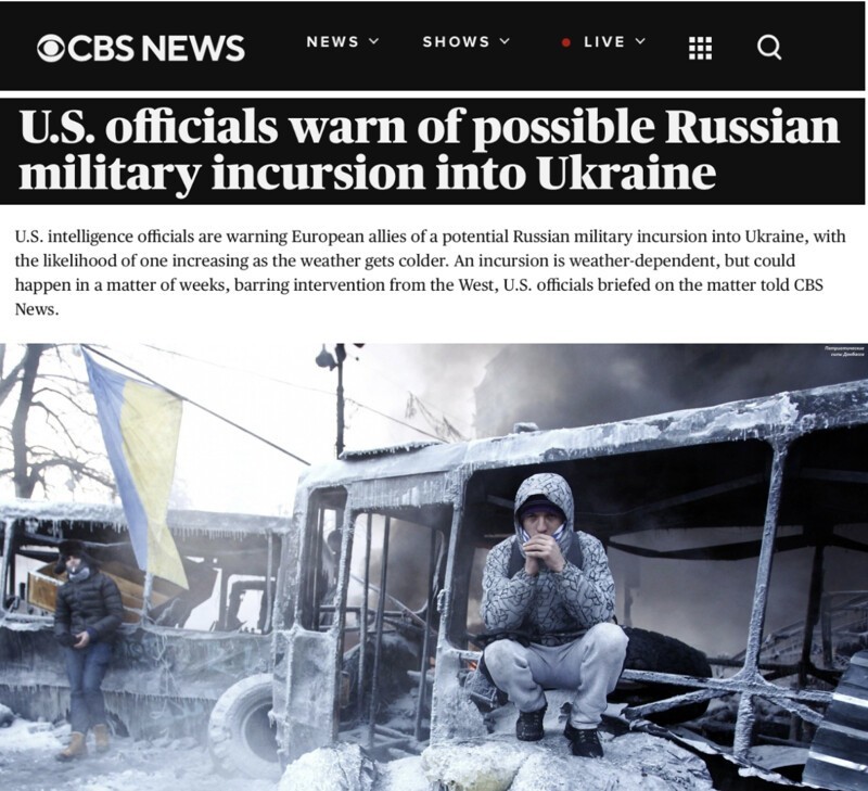 Вероятность вторжения России на Украину возрастает по мере похолодания (с) CBS News